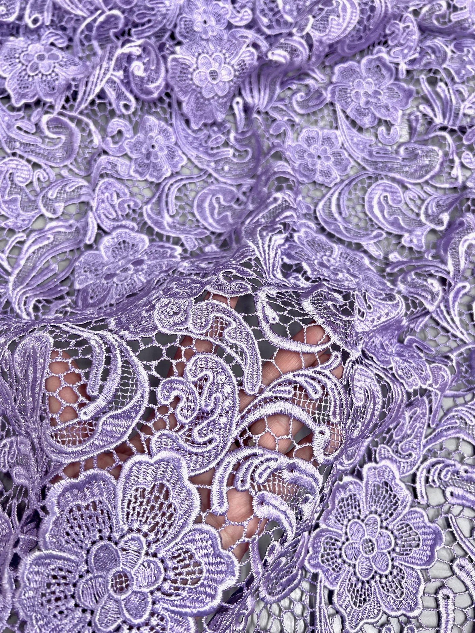 Maggie LAVENDER Guipure Venice Heavy Lace Fabric by the Yard - 10019