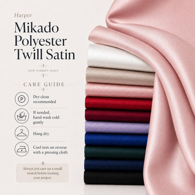 Harper MIKADO Polyester Twill Satin Fabric for Dresses, Skirts, Gowns, Wedding Dresses, Costumes