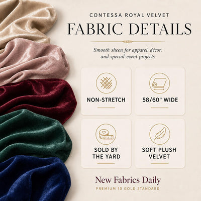 Contessa Plush Non-Stretch Velvet Fabric for Apparel, Costumes, Curtains, Chair/Throw Pillow Cover, Crafts