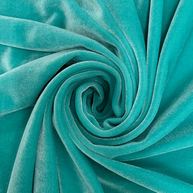 Princess AQUA BLUE Polyester Stretch Velvet Fabric for Bows, Top Knots, Head Wraps, Scrunchies, Clothes, Costumes, Crafts