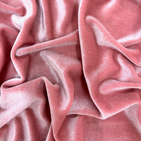 Dusty Rose Stretch Velvet Fabric Material by the Yard 