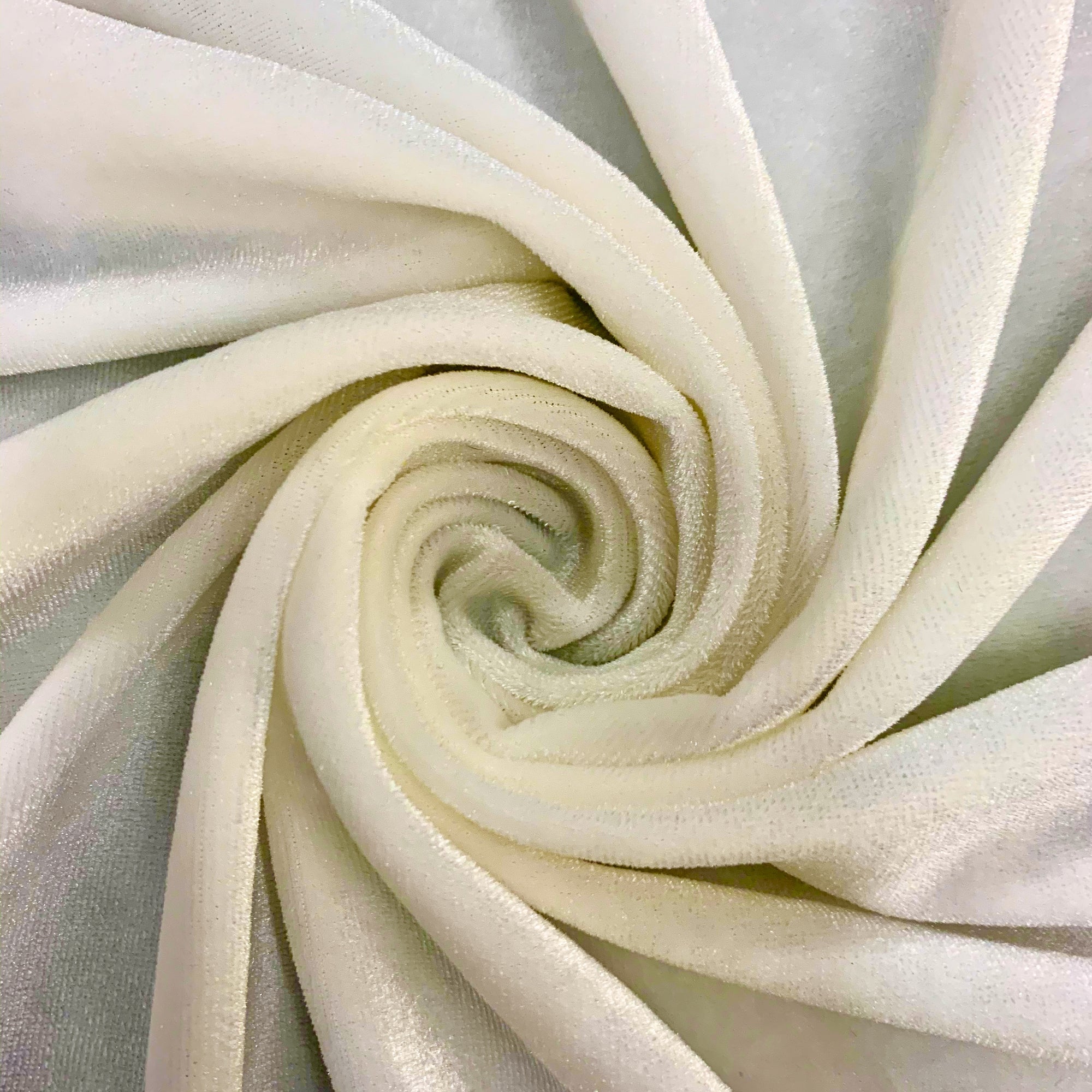 Princess IVORY Polyester Stretch Velvet Fabric for Bows, Top Knots, Head Wraps, Scrunchies, Clothes, Costumes, Crafts