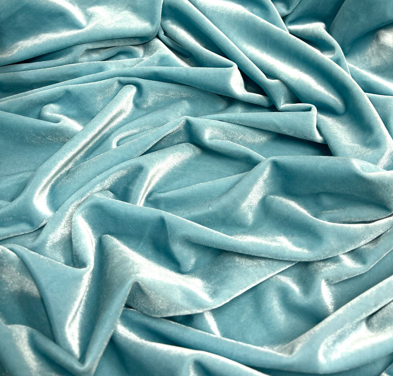 Princess LIGHT BLUE-B Polyester Stretch Velvet Fabric for Bows, Top Knots, Head Wraps, Scrunchies, Clothes, Costumes, Crafts