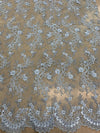 Melody LIGHT BLUE Polyester Floral Embroidery with Sequins on Mesh Lace Fabric by the Yard for Gown, Wedding, Bridesmaid, Prom