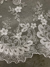 Melody IVORY Polyester Floral Embroidery with Sequins on Mesh Lace Fabric by the Yard for Gown, Wedding, Bridesmaid, Prom - 10002