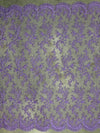 Melody LILAC Polyester Floral Embroidery with Sequins on Mesh Lace Fabric by the Yard for Gown, Wedding, Bridesmaid, Prom