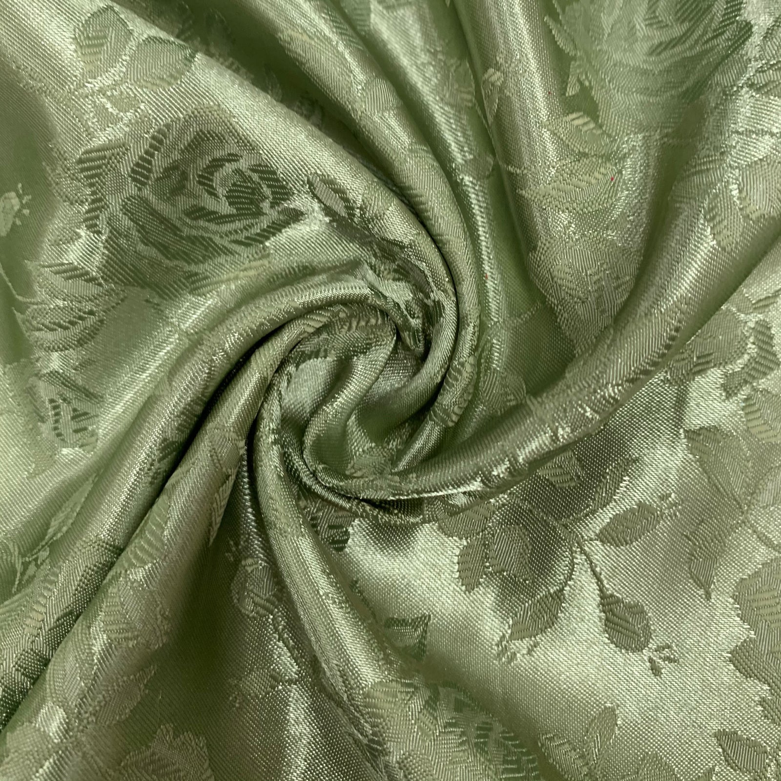 Kayla LIGHT OLIVE Polyester Floral Jacquard Brocade Satin Fabric by the Yard