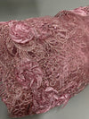 Ryleigh DUSTY PINK 3D Floral Embroidery with Foil & Sequins on Mesh Lace Fabric
