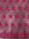 Ryleigh FUCHSIA 3D Floral Embroidery with Foil & Sequins on Mesh Lace Fabric