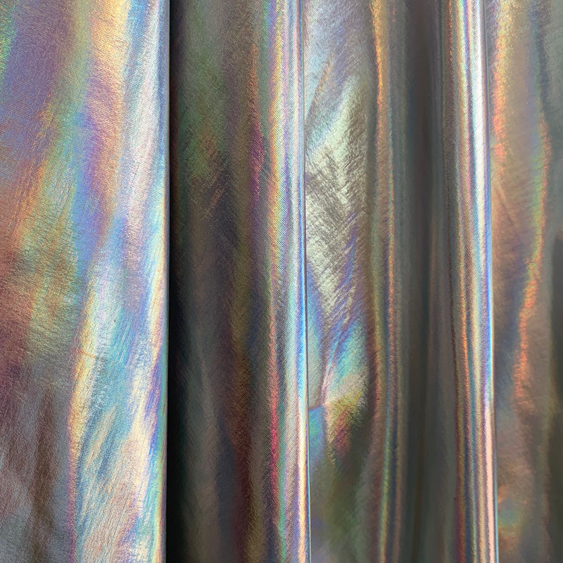 Finley IRIDESCENT SILVER 4-Way Stretch Metallic Foil Fabric by the Yard