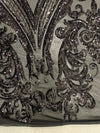 Alaina BLACK Curlicue Sequins on Mesh Lace Fabric by the Yard