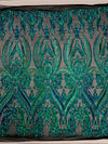 Alaina IRIDESCENT GREEN BLUE Mermaid Curlicue Sequins on Mesh Lace Fabric by the Yard
