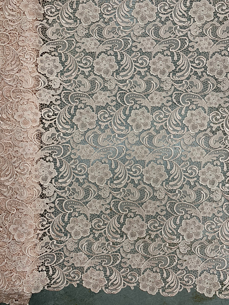 Maggie BLUSH PEACH Guipure Venice Heavy Lace Fabric by the Yard