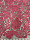 Maggie FUCHSIA ROSE Guipure Venice Heavy Lace Fabric by the Yard