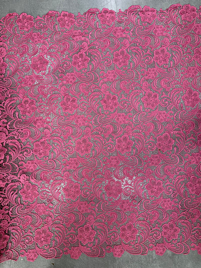 Maggie FUCHSIA ROSE Guipure Venice Heavy Lace Fabric by the Yard