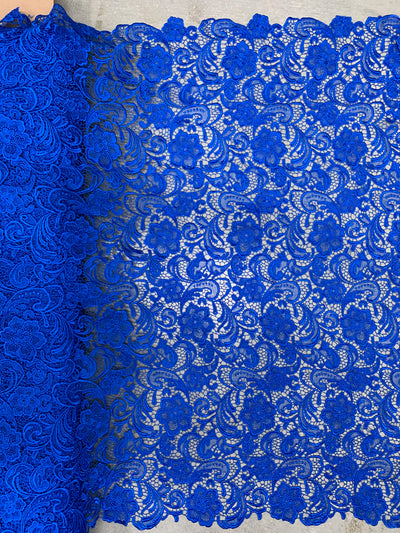 Maggie ROYAL BLUE Guipure Venice Heavy Lace Fabric by the Yard - 10019