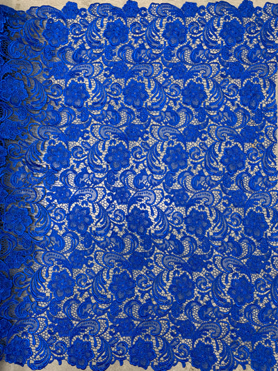 Maggie ROYAL BLUE Guipure Venice Heavy Lace Fabric by the Yard - 10019