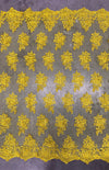 Brianna BRIGHT YELLOW Polyester Floral Embroidery with Sequins on Mesh Lace Fabric by the Yard