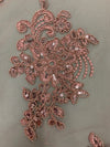 Brianna DARK DUSTY ROSE Polyester Floral Embroidery with Sequins on Mesh Lace Fabric by the Yard