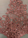 Brianna DARK DUSTY ROSE Polyester Floral Embroidery with Sequins on Mesh Lace Fabric by the Yard