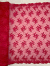 Callie HOT PINK Polyester Floral Corsage Embroidery on Mesh Lace Fabric by the Yard