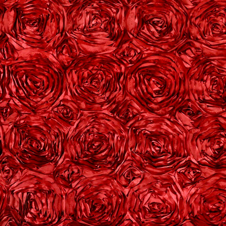 Paige DARK RED 3D Floral Polyester Satin Rosette Fabric