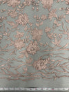 Nina DARK MAUVE Polyester 3-D Floral Embroidery on Mesh Lace Fabric