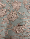 Nina DARK MAUVE Polyester 3-D Floral Embroidery on Mesh Lace Fabric