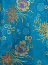 Kate TURQUOISE Floral Brocade Chinese Satin Fabric by the Yard