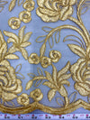 Dakota GOLD Polyester Corded Floral Embroidery on Mesh Lace Fabric by the Yard