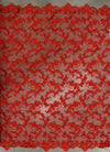 Jayla RED Floral Embroidery with Beads and Sequins on Mesh Lace Fabric by the Yard