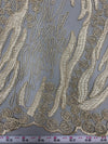 Katelyn CHAMPAGNE Vines and Swirls Corded Embroidery on Mesh Fabric by the Yard