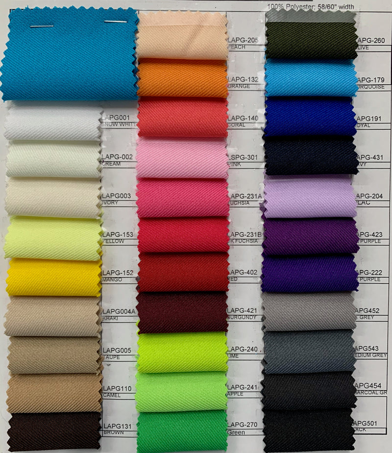 Delaney Polyester Gabardine Fabric by the Yard for Suits, Overcoats, Trousers/Slacks, Uniforms
