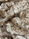 Maci LIGHT CHAMPAGNE 3D Floral Polyester Satin Rosette on Mesh Fabric by the Yard