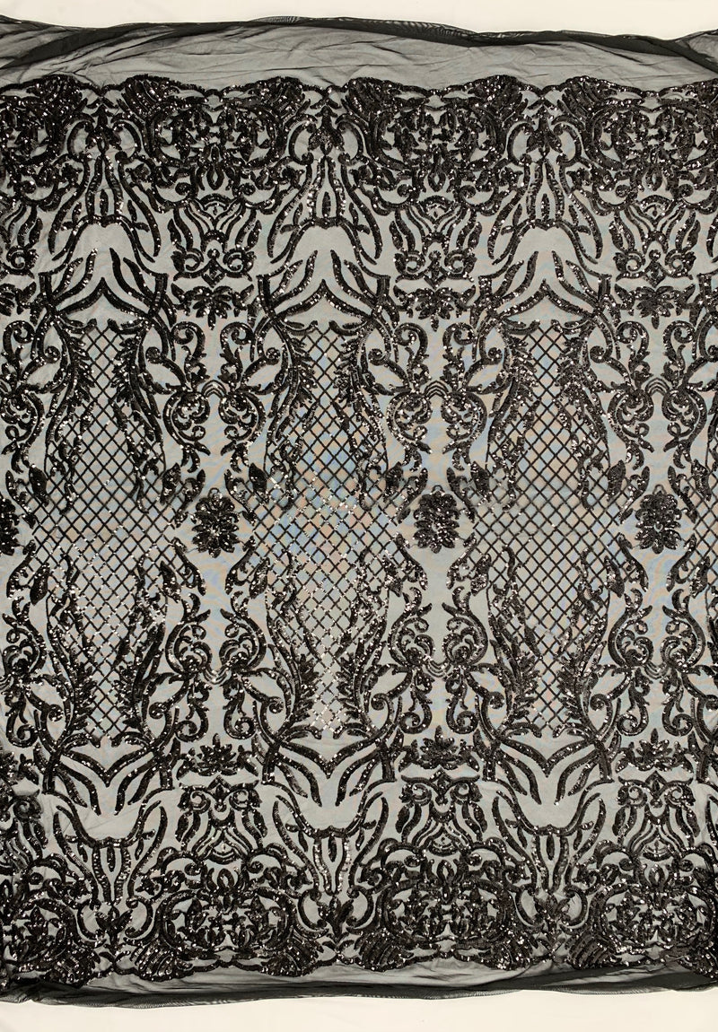 Phoebe BLACK Sequins on Mesh Lace Fabric