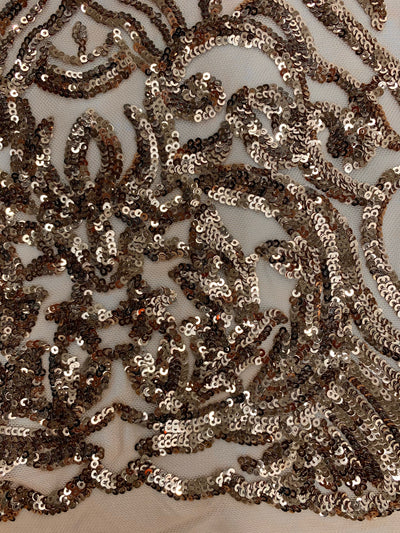 Phoebe BRONZE Sequins on Mesh Lace Fabric