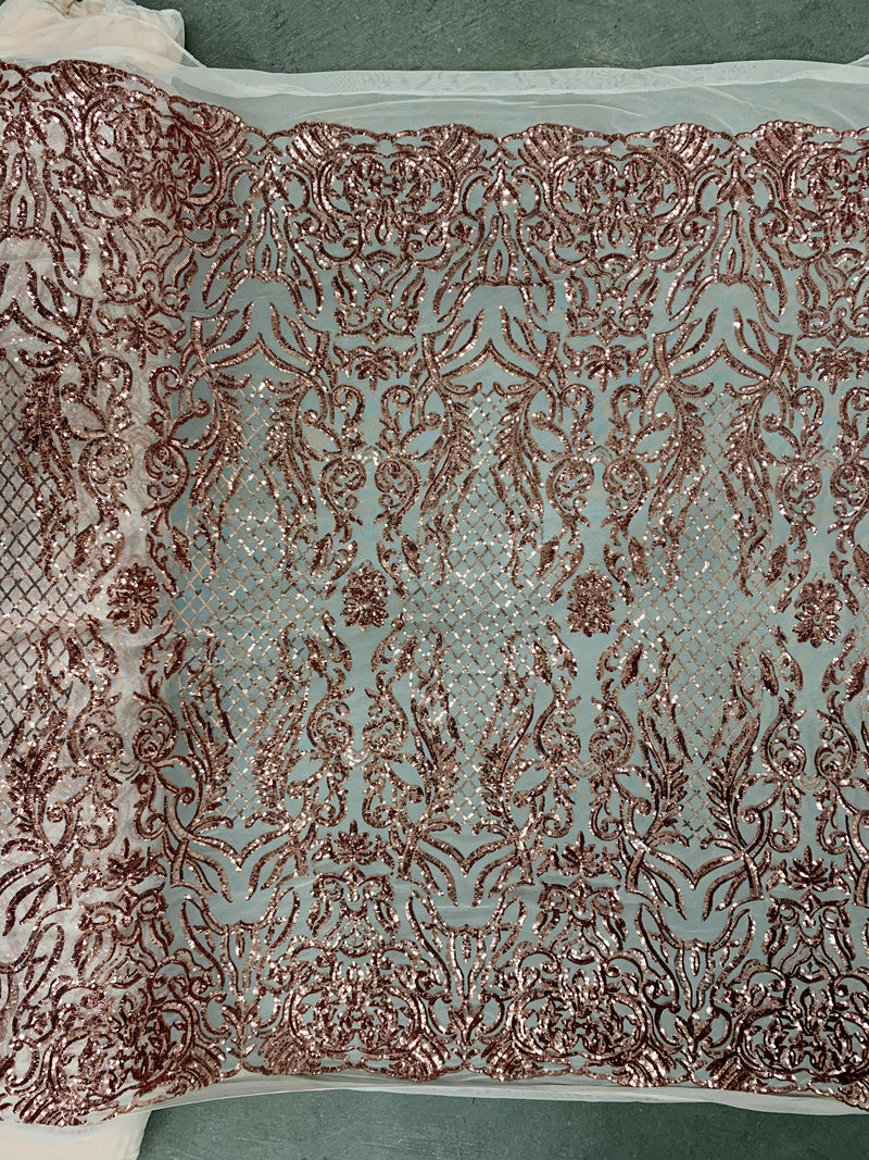 Phoebe COPPER Sequins on Mesh Lace Fabric