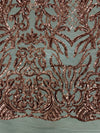 Phoebe COPPER Sequins on Mesh Lace Fabric