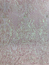 Phoebe IRIDESCENT BLUSH PINK Sequins on Mesh Lace Fabric