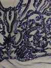 Phoebe NAVY BLUE Sequins on Mesh Lace Fabric