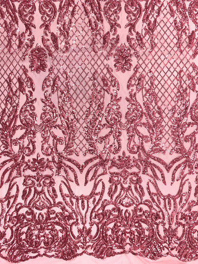 Phoebe PINK Sequins on Mesh Lace Fabric