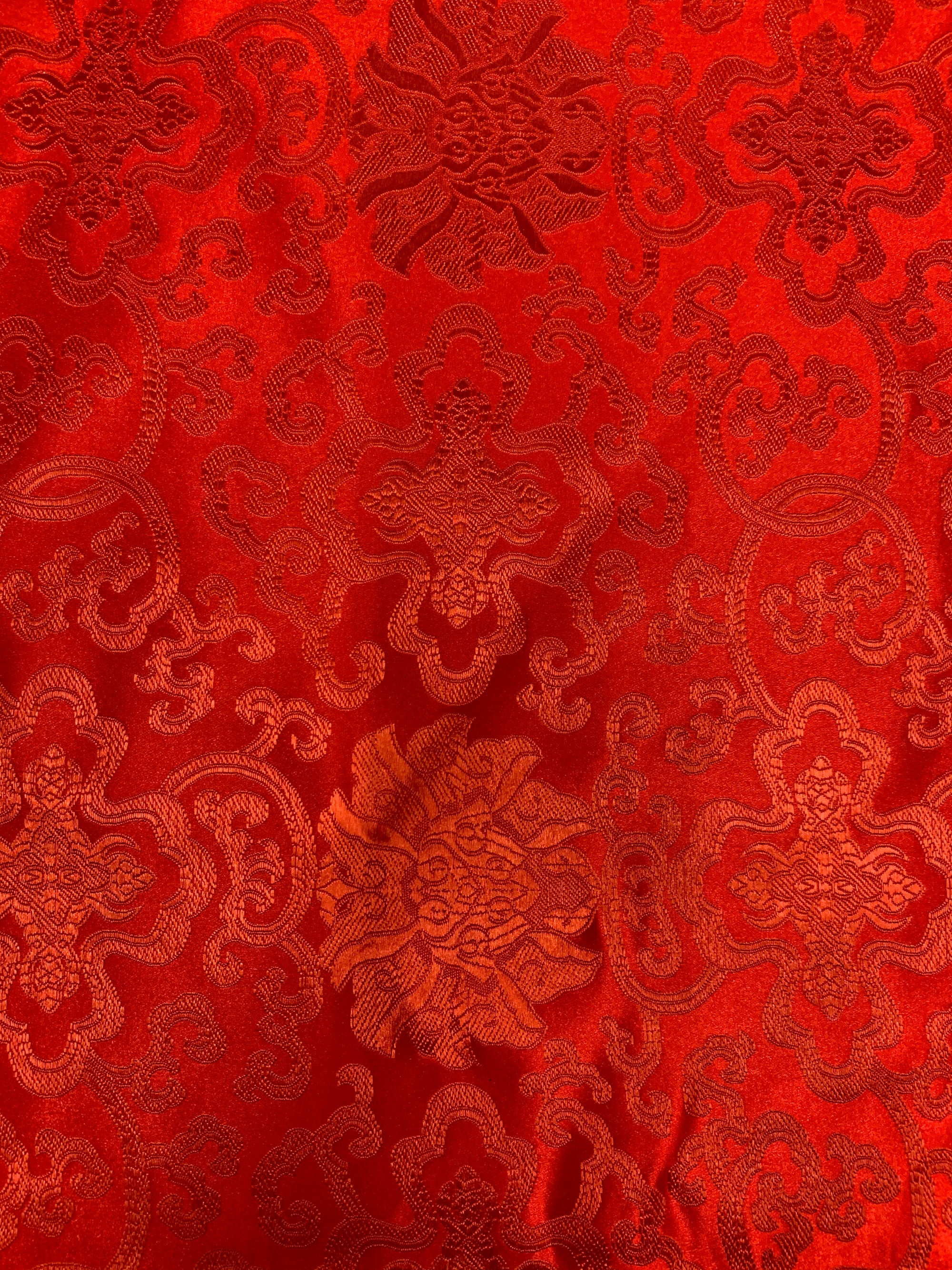 Adelaide RED Chinese Brocade Satin Fabric