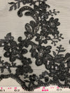 Cristina BLACK Polyester Floral Embroidery with Sequins on Mesh Lace Fabric