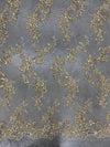 Cristina CHAMPAGNE Polyester Floral Embroidery with Sequins on Mesh Lace Fabric