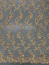 Cristina GOLD Polyester Floral Embroidery with Sequins on Mesh Lace Fabric