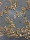 Cristina GOLD Polyester Floral Embroidery with Sequins on Mesh Lace Fabric
