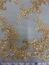 Cristina GOLD Polyester Floral Embroidery with Sequins on Mesh Lace Fabric