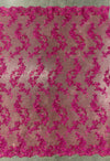 Cristina HOT PINK Polyester Floral Embroidery with Sequins on Mesh Lace Fabric