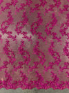 Cristina HOT PINK Polyester Floral Embroidery with Sequins on Mesh Lace Fabric