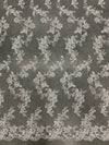 Cristina WHITE Polyester Floral Embroidery with Sequins on Mesh Lace Fabric